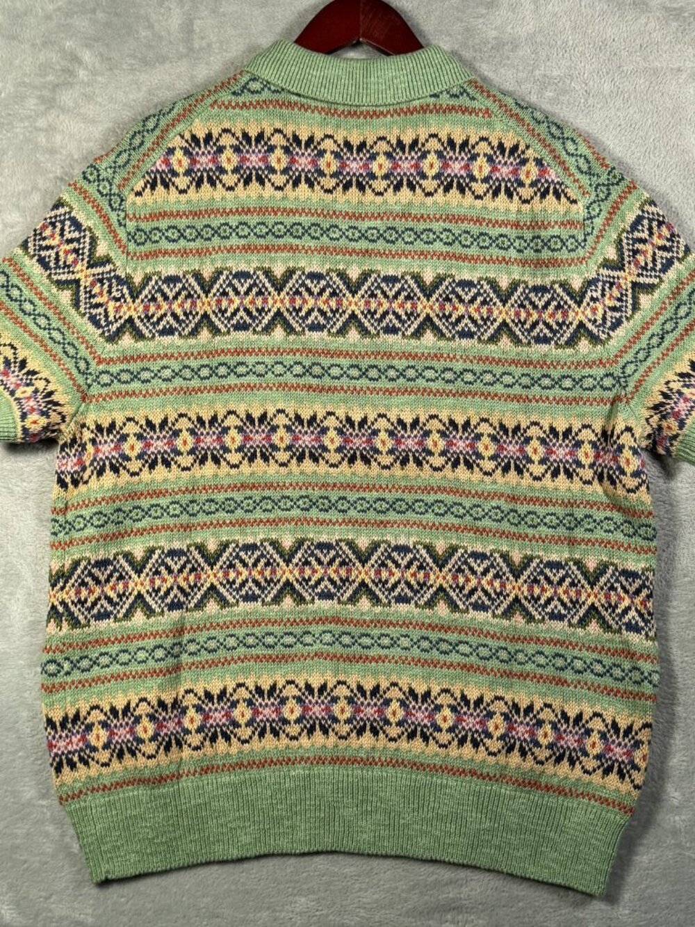 Polo Ralph Lauren Sweater Mens L Green Fair Isle Linen Cashmere Knit Shirt $468 - Picture 9 of 11